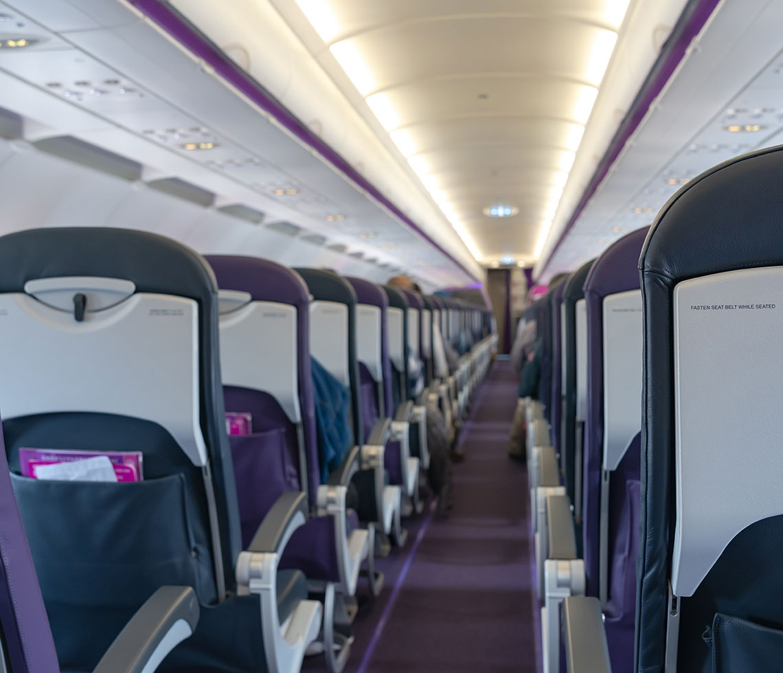 Airbus A320 private aircraft interior aisle and seats