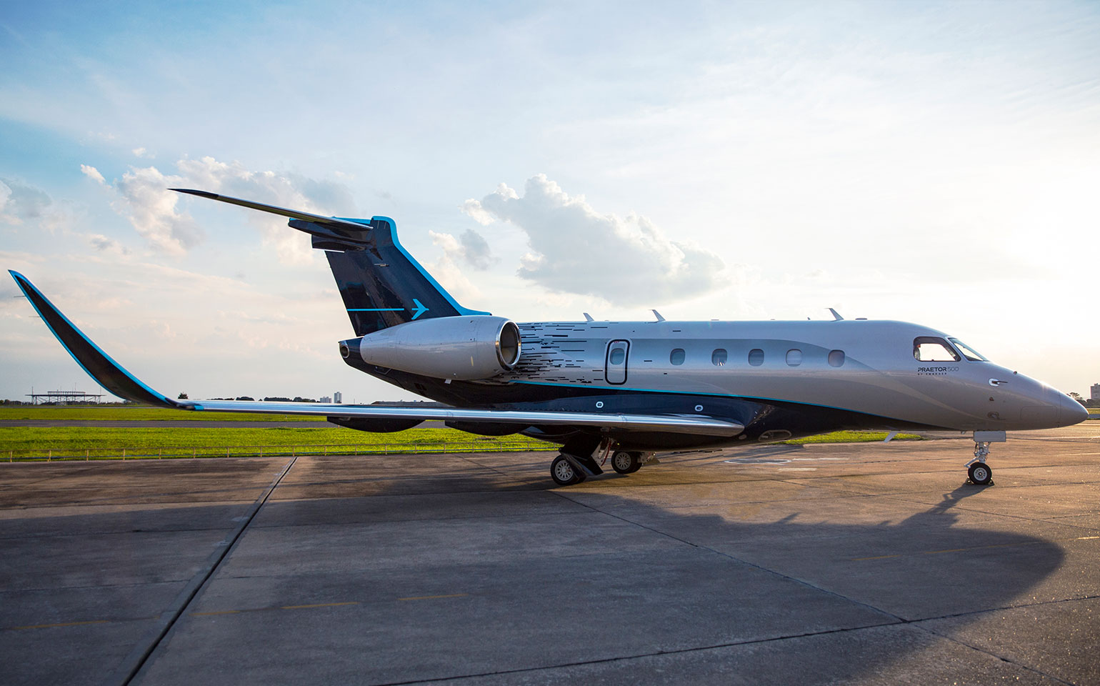 Embraer Praetor 500 private jet charter on runway