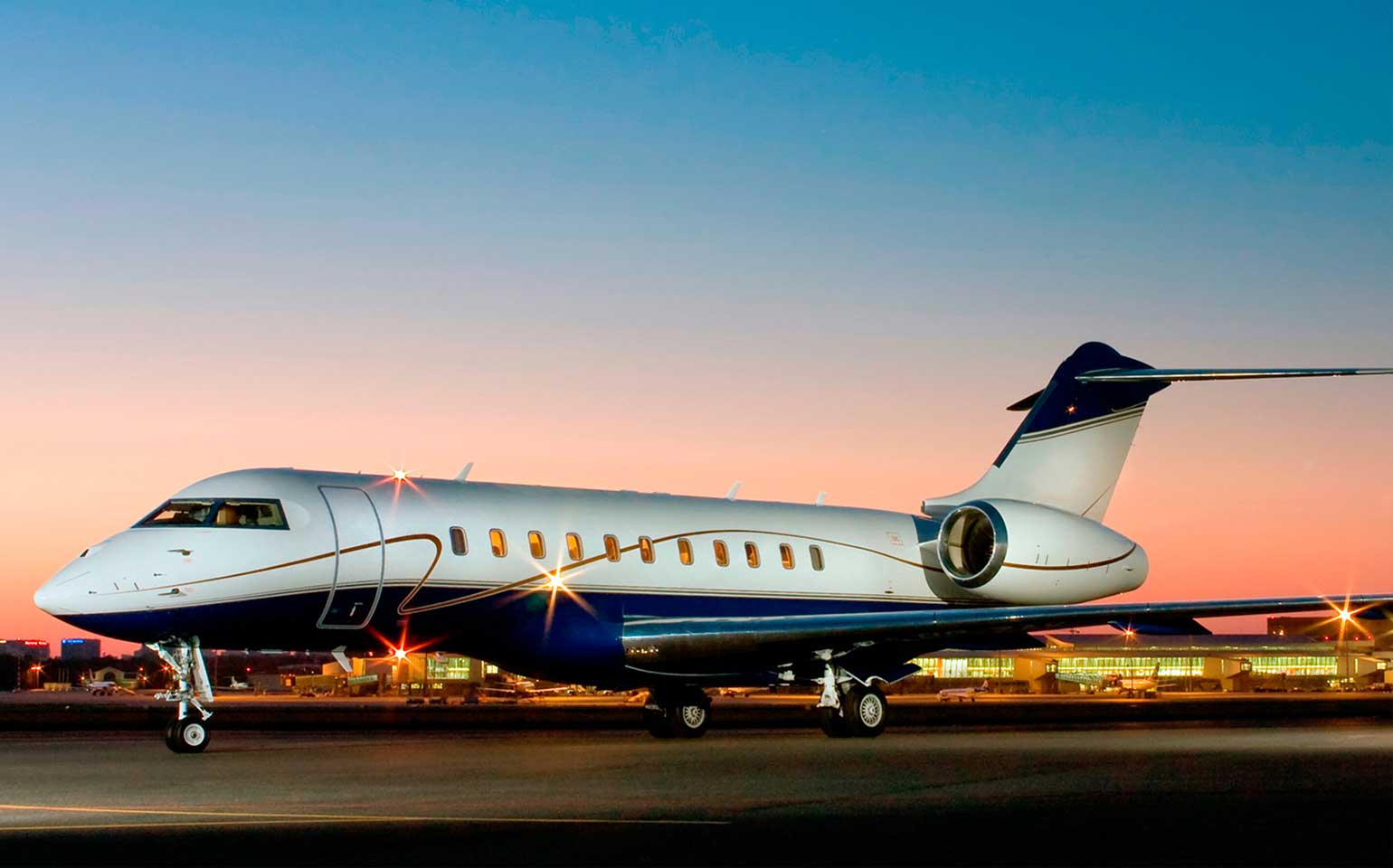 Bombardier Global 5000 private jet charter on runway